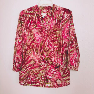 Chico's Pullover Blouse Polyester ~ Size 2 ( 12-14)